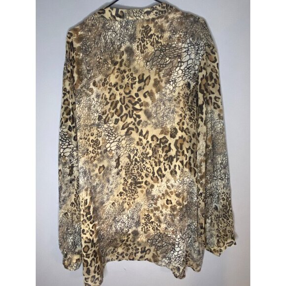 Roz & Ali Animal Print Leopard Beaded Chiffon Blouse Womens Size 3X Lightweight - Picture 4 of 9